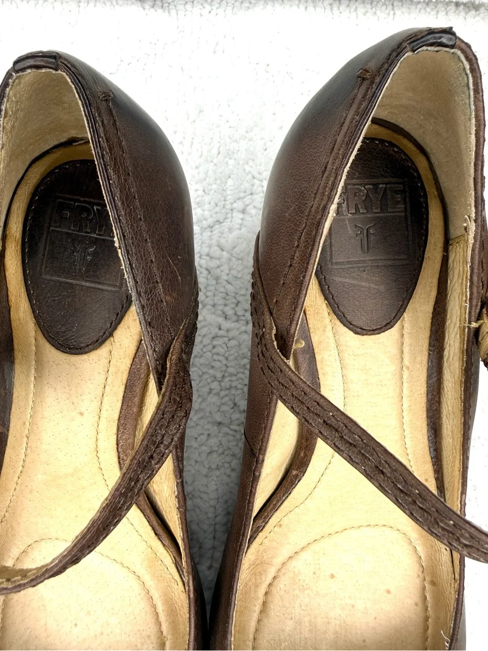 Frye Miranda Mary Jane Pumps Brown Leather Block Heels Womens 6.5 M